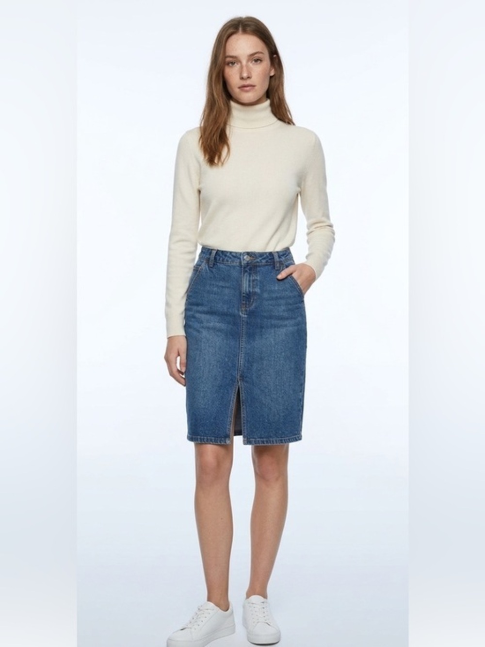 J. Crew Blue Highrise Denim Skirt Size 6 Cotton Jean